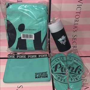 VS PINK beach bundle towel flip flops bottle MINT